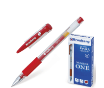 Ручка гелевая 0,5 мм, Brauberg "Number One", цвет красный