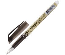 Ручка стираемая гелевая 0,5 мм STAFF, цвет черный, хромированные детали