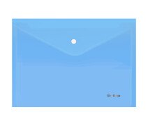 Папка-конверт на кнопке А4 прозрачная Berlingo, голубая 180 мкм