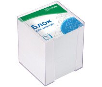 Блок для записи СТАММ 9*9*9 см белый в прозрачном пластиковом боксе