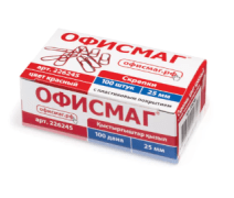 Скрепки 25 мм ОФИСМАГ красные, в картонной уп. 100 шт.