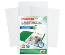 Файлы с перфорацией А4 70 мкм BRAUBERG "EXTRA 700", пачка 50шт