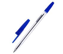 Ручка шариковая 0,7 мм, стержень синий, корпус прозрачный с синим колпачком