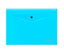 Папка-конверт на кнопке Berlingo "Neon" А4, , прозрачная голубой неон 200мкм