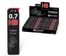 Грифели для автоматических карандашей 0,7 мм, Brauberg "Black Jack", НВ, 20 шт