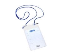 Бейдж вертикальный OfficeSpace, 95*150мм (размер вставки 90*120мм), 2 карабина, на синем шнурке