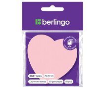 Блок для записи 70*70мм, 50л., Berlingo "Сердце", малиновый неон
