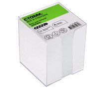 Блок для записи 8*8*8 см СТАММ "Имидж", пластиковый бокс, белый