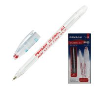 Ручка шариковая 0,5 мм Pensan масляная "Global-21", красная