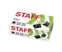 Зажимы для бумаг 32 мм,  STAFF "EVERYDAY" черные, картонная коробка