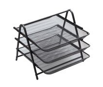 Лоток горизонтальный для бумаг 3 секции Berlingo "Steel&Style", металл, черный