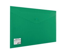 Папка-конверт на кнопке А4 непрозрачная Brauberg, зеленая 200 мкм