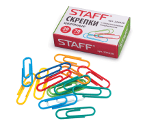 Скрепки Staff 28 мм цветные, в картонной уп. 70 шт