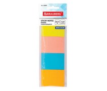 Блок для записи 38*51 мм, 4 цв*50 л,  BRAUBERG, НЕОНОВЫЙ