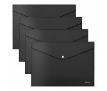 Папка-конверт на кнопке 180 мкм А4 ErichKrause "Matt Accent", черная