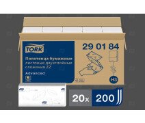 Полотенца бумажные для диспенсера 230*230 мм V-тип, TORK, 2 сл, пачка 200 шт. Н3 290184
