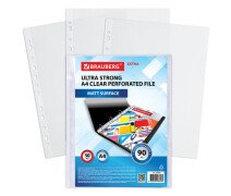 Файлы с перфорацией А4 90 мкм Brauberg, до 40л, пачка 50шт
