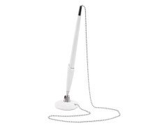 Ручка шариковая  BRAUBERG "Стенд-Пен Уайт1", СИНЯЯ, цепочка, корпус белый, настольная