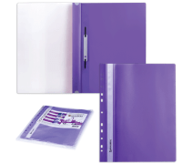 Папка скоросшиватель А4 180 мкм Brauberg, с прозрачным верхом, с перфорацией, фиолетовая