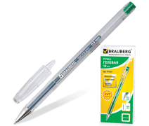 Ручка гелевая 0,5 мм, Brauberg "Jet", цвет зеленый