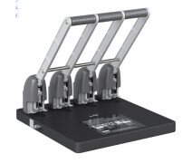 Дырокол мощный на четыре отверстия Berlingo "Heavy Duty" 150л., черный, с линейкой