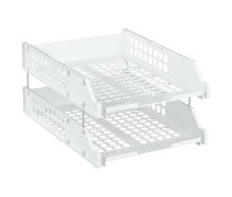 Лоток горизонтальный для бумаг СТАММ "Strong", набор 2шт., на метал. стержнях, белый