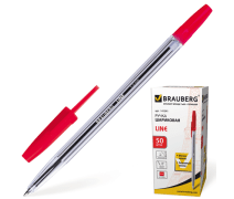 Ручка шариковая 1,0 мм BRAUBERG "Line" цвет красный