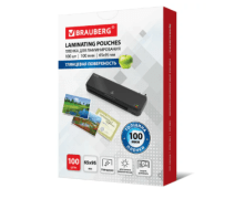 Пленка для ламинирования МАЛОГО ФОРМАТА (65х95 мм), КОМПЛЕКТ 100 шт., 100 мкм, BRAUBERG