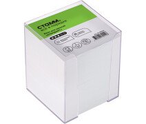 Блок для записи 9*9*4,5 см СТАММ "Имидж" белый в прозрачном пластиковом боксе