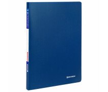 Папка с боковым металлическим прижимом и внутренним карманом BRAUBERG "Contract", синяя, до 100 л.,