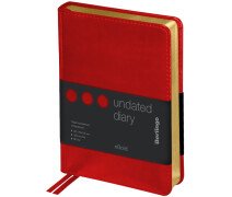 Ежедневник недатированный А6, 100*150 мм 160л., кожзам, Berlingo "xGold", зол. срез, красный