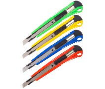 Нож канцелярский 9мм OfficeSpace, усиленный, с фиксатором, металл. направляющие