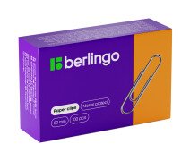 Скрепки 50мм, Berlingo, 100шт., никелированные, карт. упаковка
