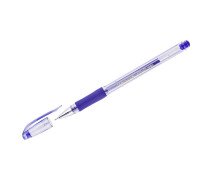 Ручка гелевая 0,5 мм, Crown, "Hi-Jell Grip" синяя, с резинкой