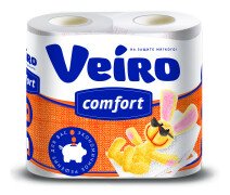 Туалетная бумага "Veiro" Comfort БЕЛАЯ 2-х сл., 4 рул. в упаковке