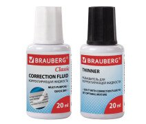 Корректирующая жидкость 20 мл BRAUBERG + РАЗБАВИТЕЛЬ 20 мл