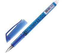 Ручка стираемая гелевая 0,5 мм STAFF, цвет синий, хромированные детали