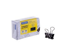 Зажим для бумаг 19 мм OfficeSpace черный, 12шт.