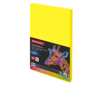 Бумага цветная BRAUBERG, А4, 75 г/м2, 100 л., НЕОН, желтая, для офисной техники