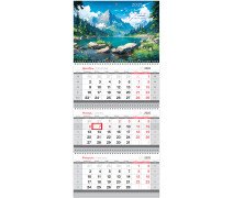 Календарь квартальный на 2025 г. 3 блока на 3 гребня, 195*445 мм BG Mini "Природа", с бегунком