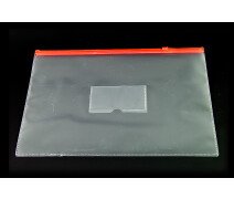 Папка-конверт на молнии Бюрократ А4, карман под визитку, красная молния