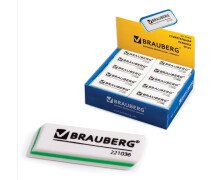 Ластик 57*18*8 мм Brauberg "Partner" трёхслойная белый в картонном дисплее