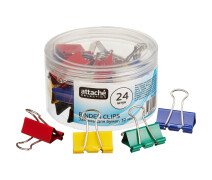Зажим для бумаг 32 мм ATTACHE цветные, 24шт.