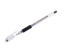 Ручка гелевая 0,5 мм, Crown, "Hi-Jell Grip" черная, с резинкой