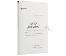 Папка на тесемках А4 300 г,BRAUBERG мелованный картон , белый, до 200л.