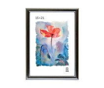 Рамка 15*21 пластик Zebra арт. 513 серебро /25