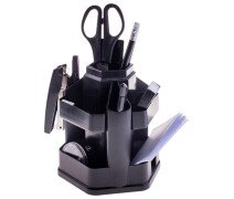 Настольный органайзер OfficeSpace "Офисный", 13 предметов, вращающийся, черный