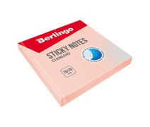Блок для записи 76*76 мм, 100 л, розовый BERLINGO с липким слоем