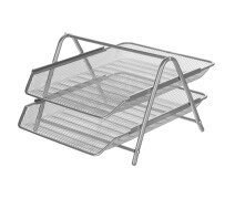 Лоток горизонтальный для бумаг 2 секции Attache, 200x355x275мм, метал.серебро