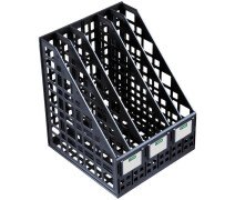 Лоток вертикальный СТАММ, сборный, 4 отделения, чёрный